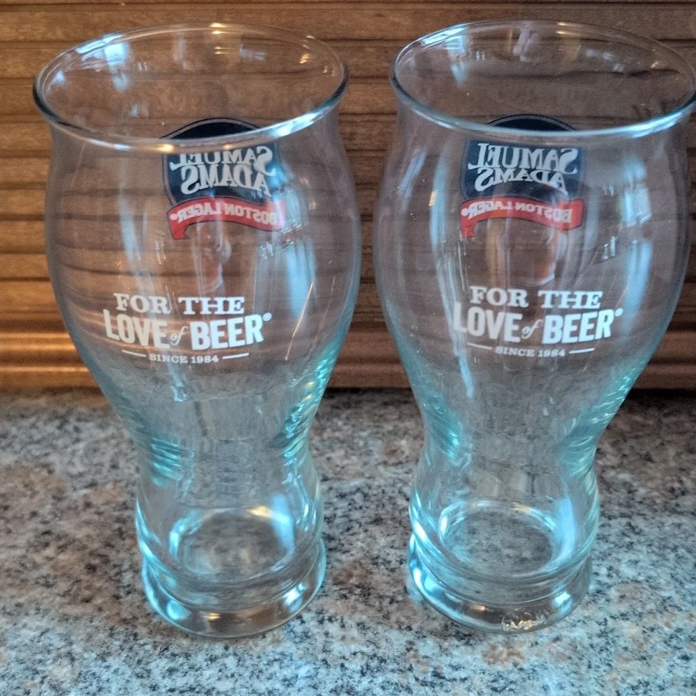 Pair of Samuel Adams Boston Lager For the Love of Beer Glasses 22 oz